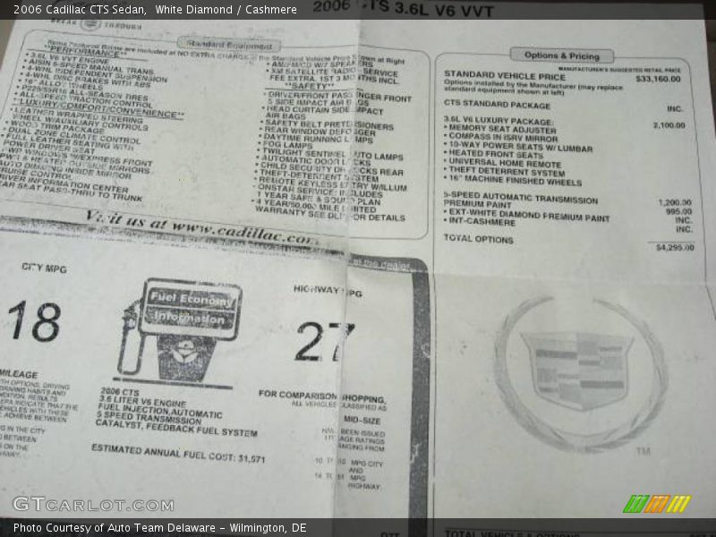 White Diamond / Cashmere 2006 Cadillac CTS Sedan