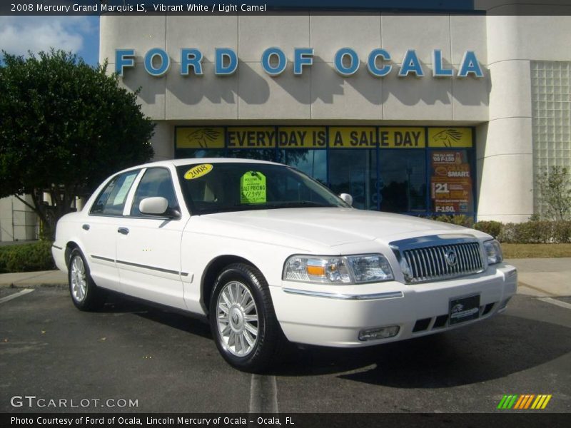 Vibrant White / Light Camel 2008 Mercury Grand Marquis LS