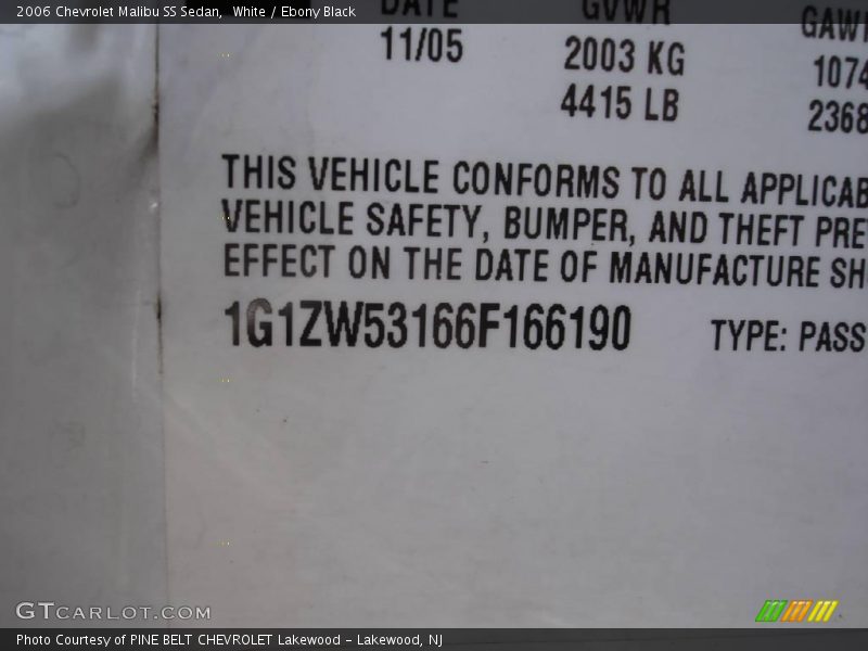 White / Ebony Black 2006 Chevrolet Malibu SS Sedan