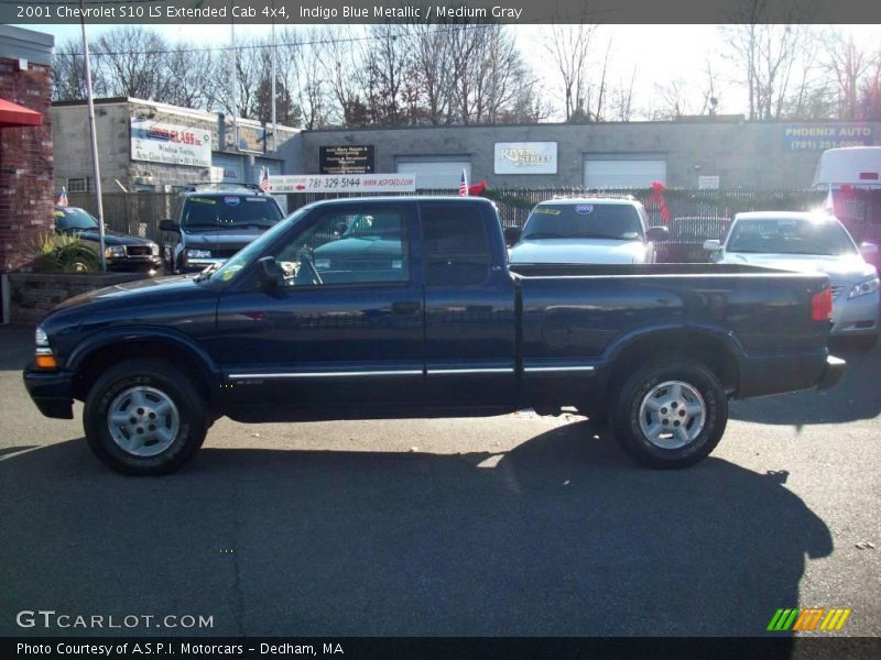 Indigo Blue Metallic / Medium Gray 2001 Chevrolet S10 LS Extended Cab 4x4