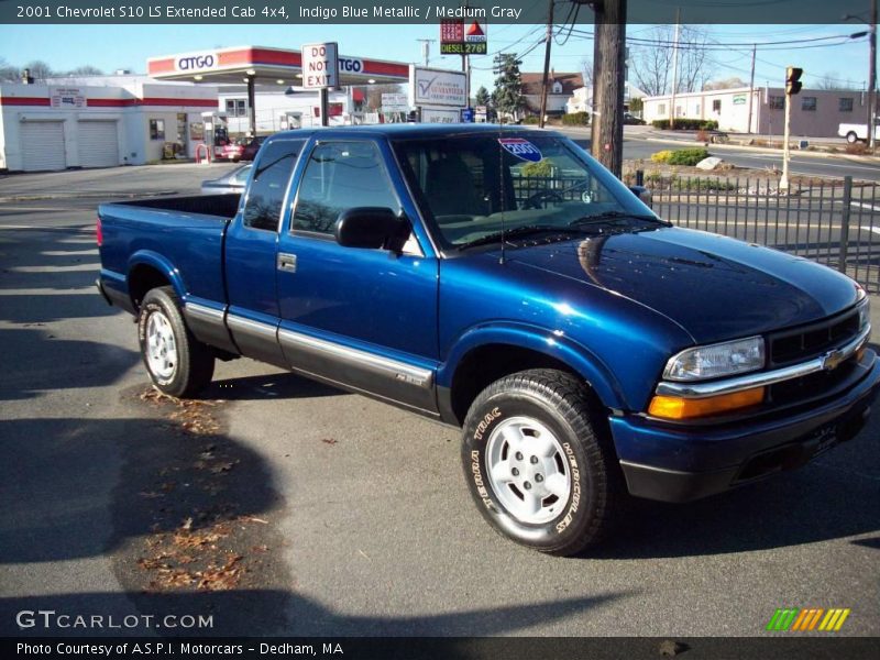 Indigo Blue Metallic / Medium Gray 2001 Chevrolet S10 LS Extended Cab 4x4