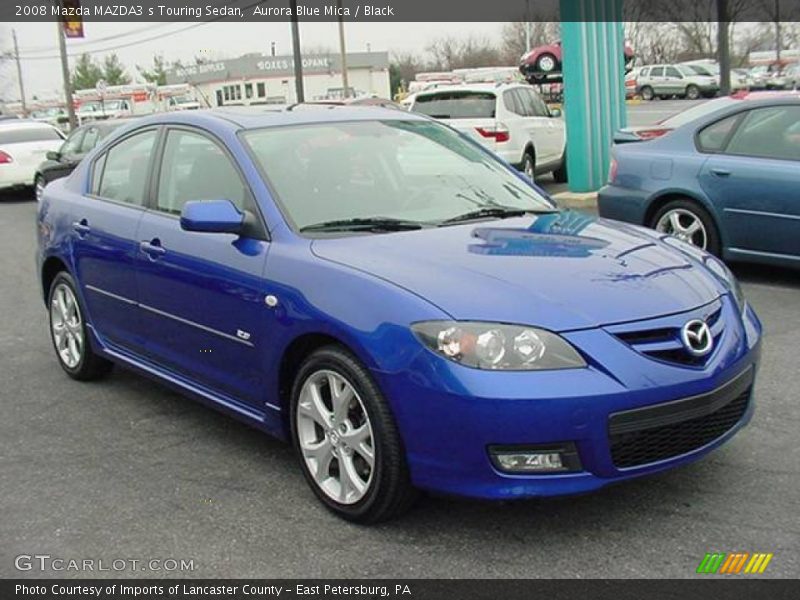 Aurora Blue Mica / Black 2008 Mazda MAZDA3 s Touring Sedan