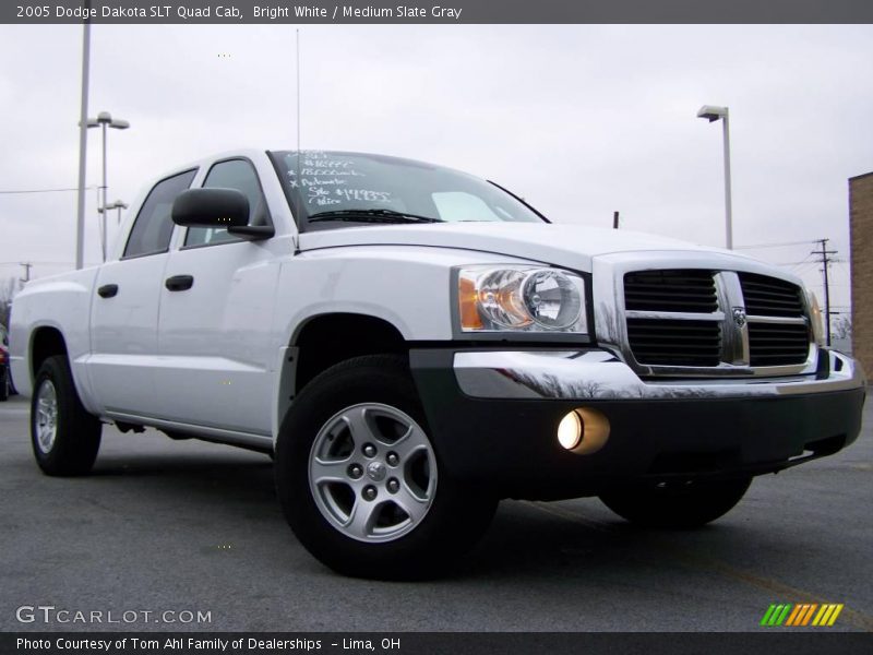 Bright White / Medium Slate Gray 2005 Dodge Dakota SLT Quad Cab