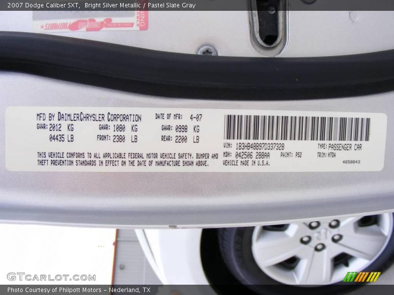 Bright Silver Metallic / Pastel Slate Gray 2007 Dodge Caliber SXT