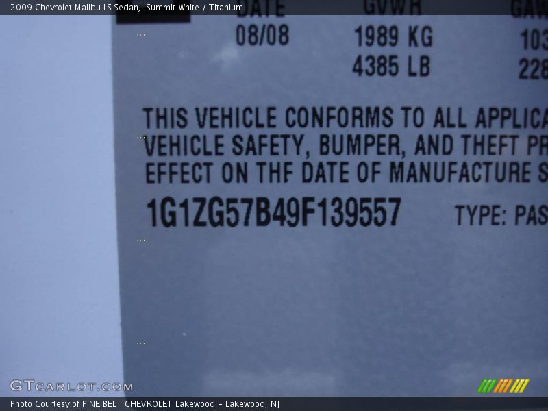 Summit White / Titanium 2009 Chevrolet Malibu LS Sedan