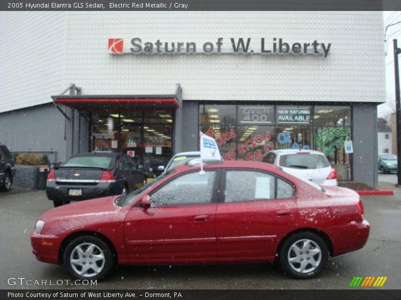 Electric Red Metallic / Gray 2005 Hyundai Elantra GLS Sedan