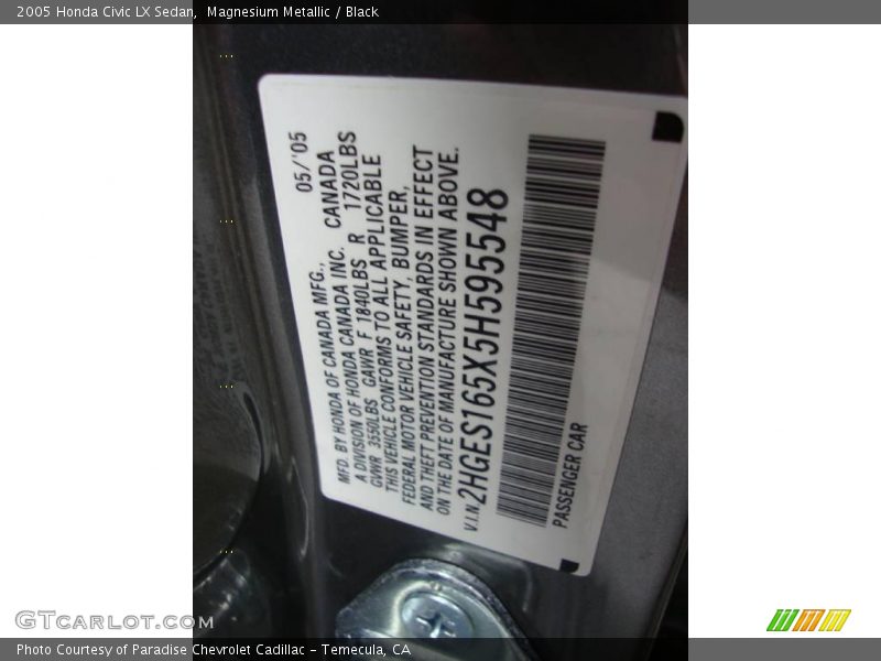Magnesium Metallic / Black 2005 Honda Civic LX Sedan