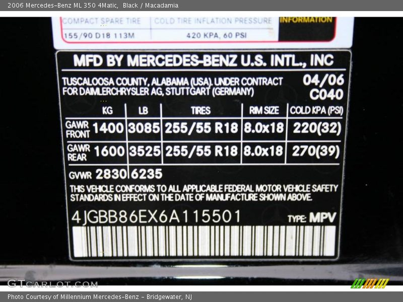 Black / Macadamia 2006 Mercedes-Benz ML 350 4Matic