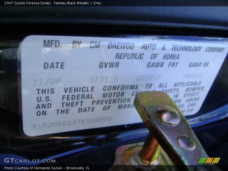 Fantasy Black Metallic / Grey 2007 Suzuki Forenza Sedan