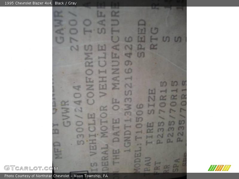Black / Gray 1995 Chevrolet Blazer 4x4