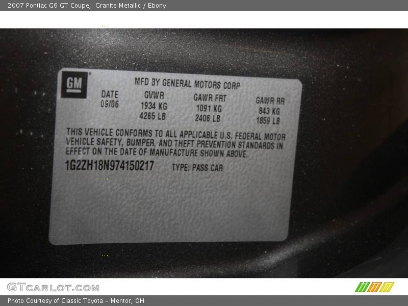 Granite Metallic / Ebony 2007 Pontiac G6 GT Coupe