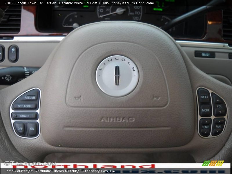 Ceramic White Tri Coat / Dark Stone/Medium Light Stone 2003 Lincoln Town Car Cartier