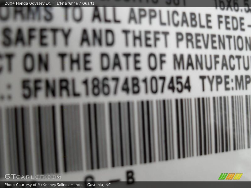 Taffeta White / Quartz 2004 Honda Odyssey EX