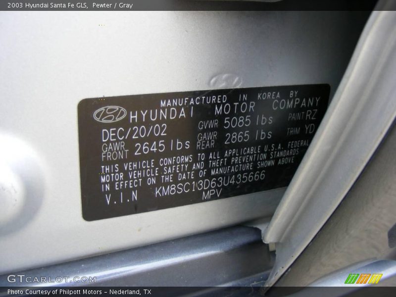 Pewter / Gray 2003 Hyundai Santa Fe GLS