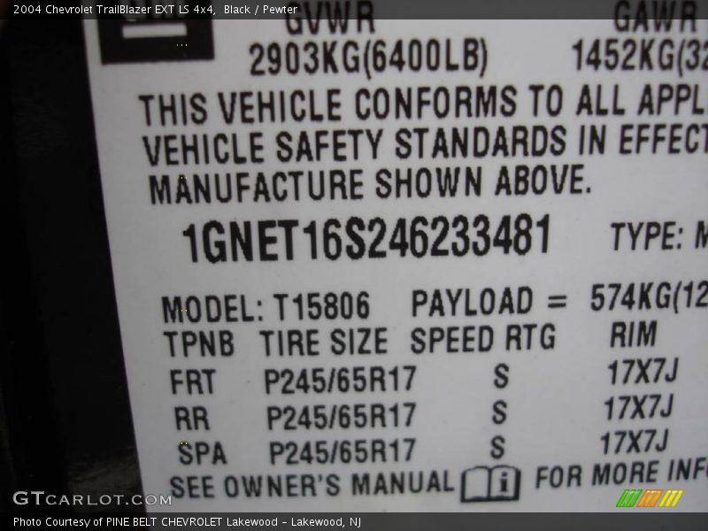 Black / Pewter 2004 Chevrolet TrailBlazer EXT LS 4x4