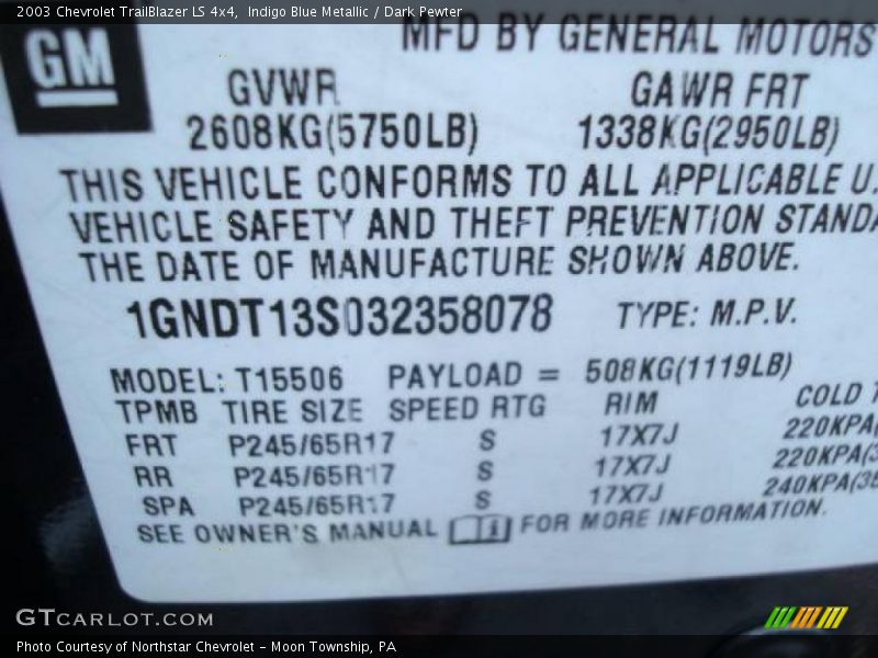 Indigo Blue Metallic / Dark Pewter 2003 Chevrolet TrailBlazer LS 4x4