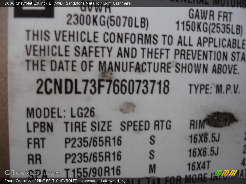 Sandstone Metallic / Light Cashmere 2006 Chevrolet Equinox LT AWD