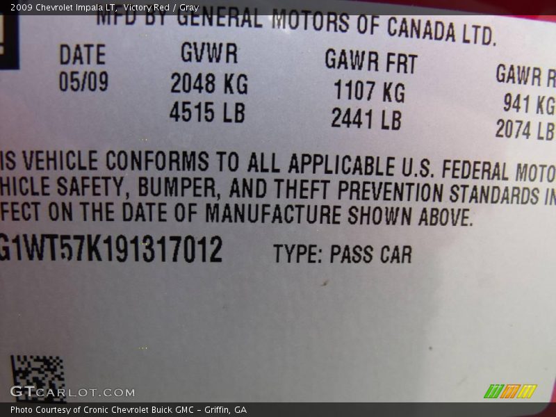 Victory Red / Gray 2009 Chevrolet Impala LT