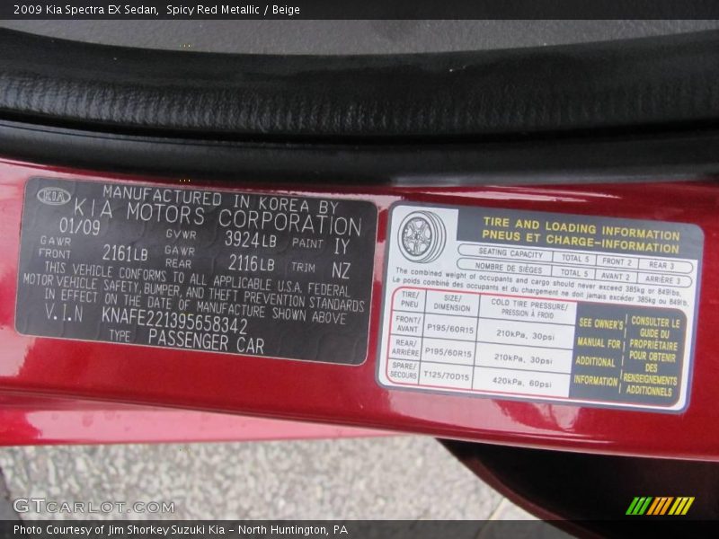 Spicy Red Metallic / Beige 2009 Kia Spectra EX Sedan