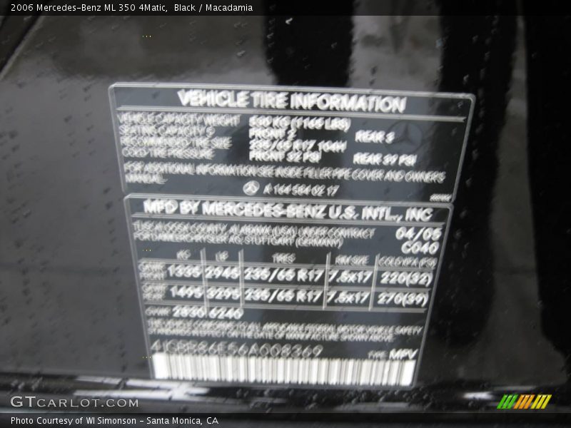 Black / Macadamia 2006 Mercedes-Benz ML 350 4Matic