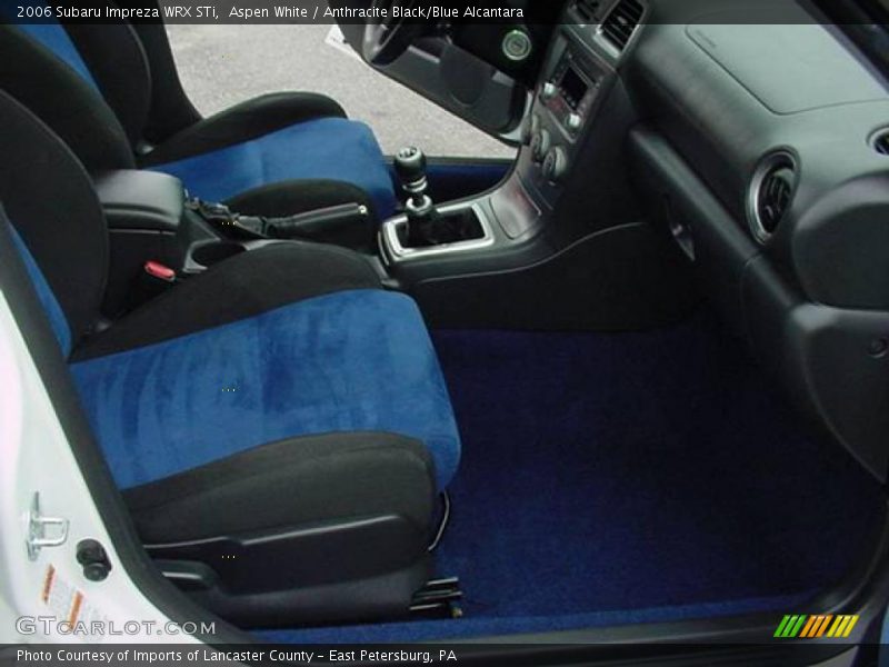 Aspen White / Anthracite Black/Blue Alcantara 2006 Subaru Impreza WRX STi