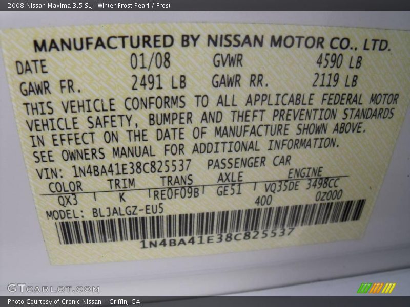 Winter Frost Pearl / Frost 2008 Nissan Maxima 3.5 SL