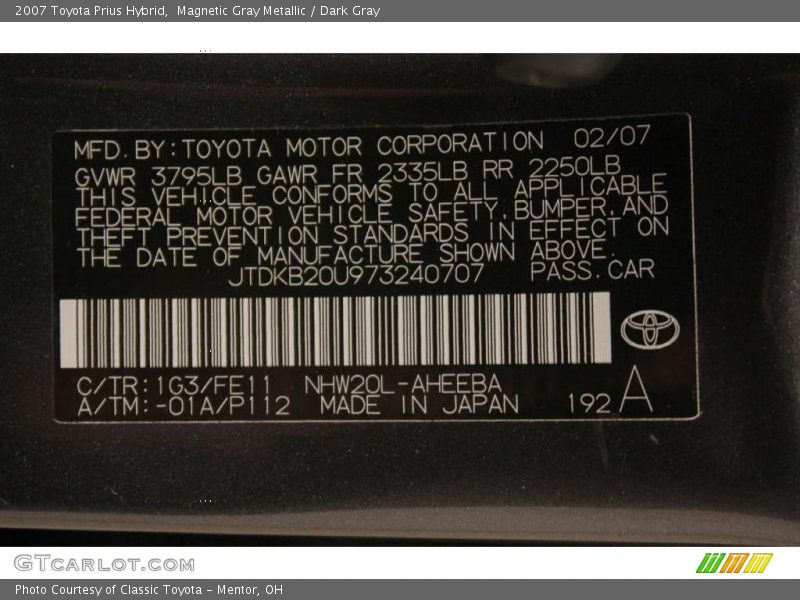 Magnetic Gray Metallic / Dark Gray 2007 Toyota Prius Hybrid