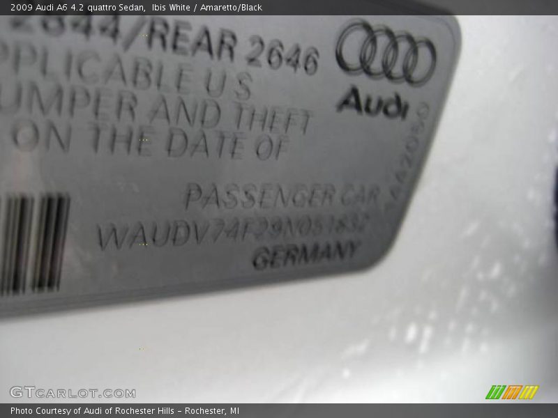 Ibis White / Amaretto/Black 2009 Audi A6 4.2 quattro Sedan
