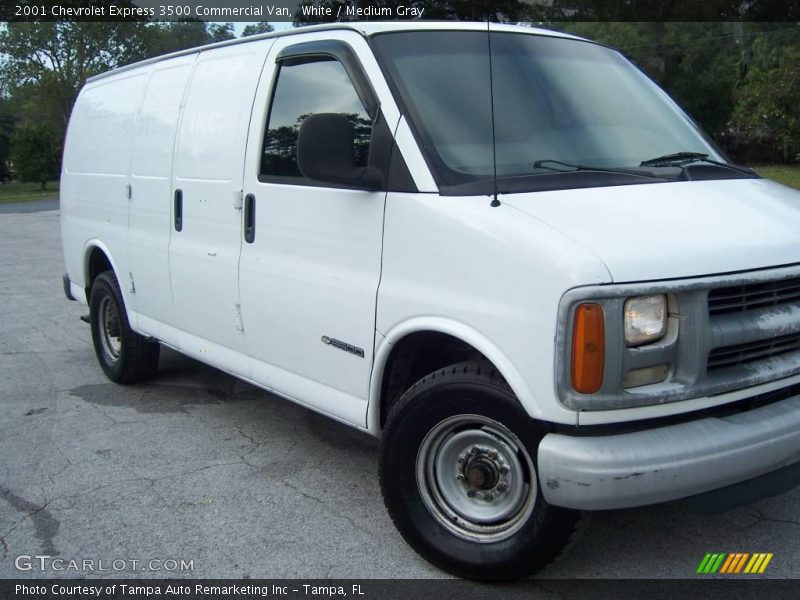 White / Medium Gray 2001 Chevrolet Express 3500 Commercial Van