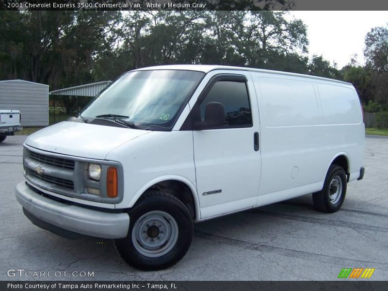White / Medium Gray 2001 Chevrolet Express 3500 Commercial Van