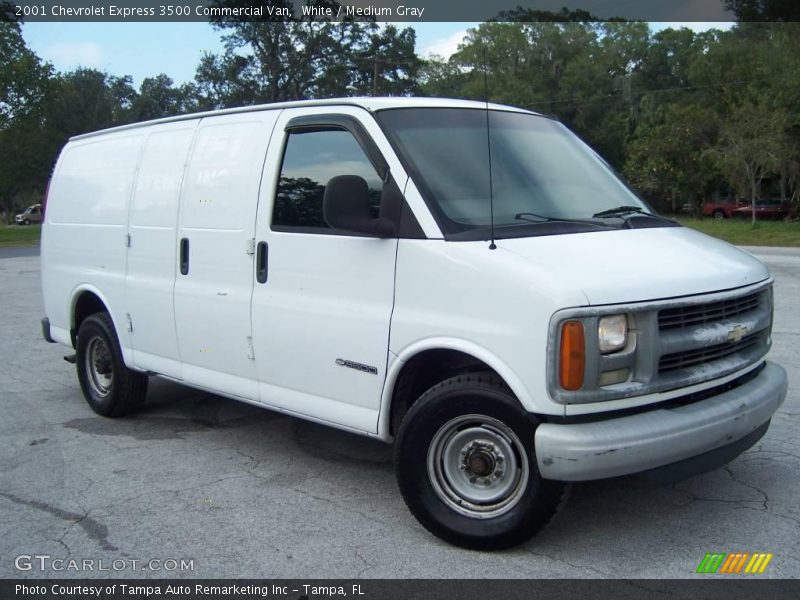 White / Medium Gray 2001 Chevrolet Express 3500 Commercial Van