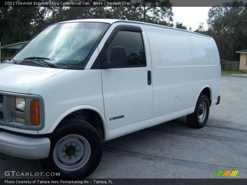 White / Medium Gray 2001 Chevrolet Express 3500 Commercial Van