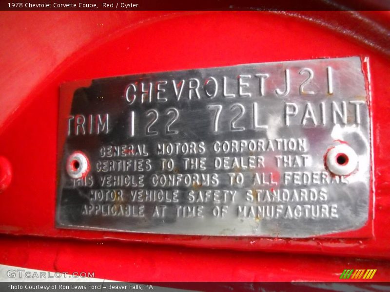 Red / Oyster 1978 Chevrolet Corvette Coupe
