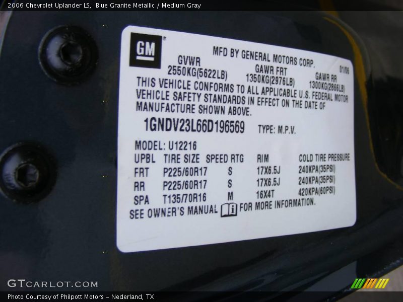 Blue Granite Metallic / Medium Gray 2006 Chevrolet Uplander LS