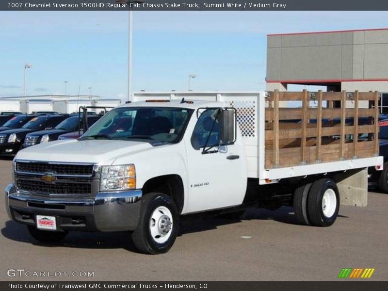 Summit White / Medium Gray 2007 Chevrolet Silverado 3500HD Regular Cab Chassis Stake Truck