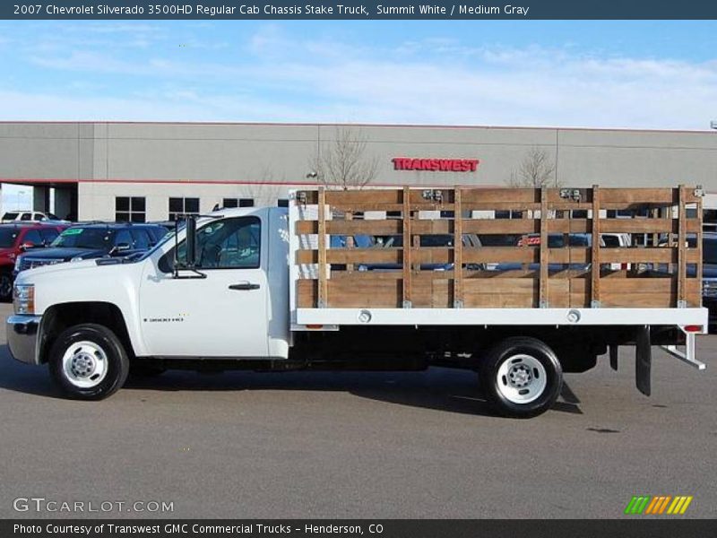 Summit White / Medium Gray 2007 Chevrolet Silverado 3500HD Regular Cab Chassis Stake Truck