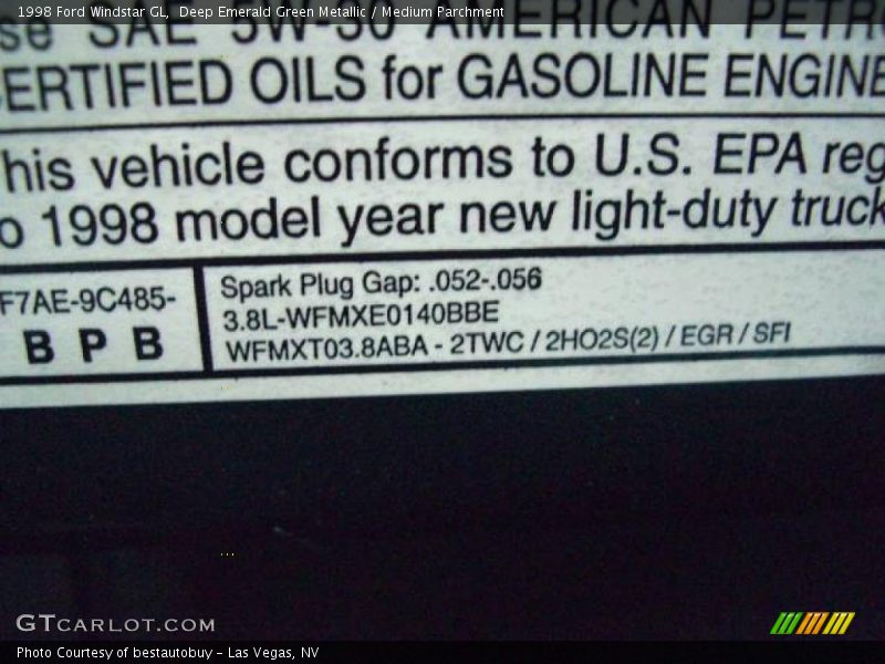 Deep Emerald Green Metallic / Medium Parchment 1998 Ford Windstar GL