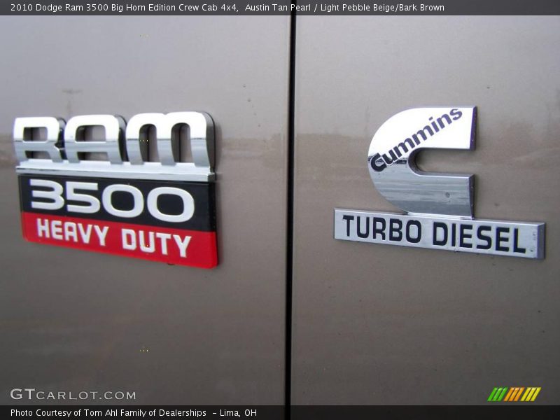Austin Tan Pearl / Light Pebble Beige/Bark Brown 2010 Dodge Ram 3500 Big Horn Edition Crew Cab 4x4
