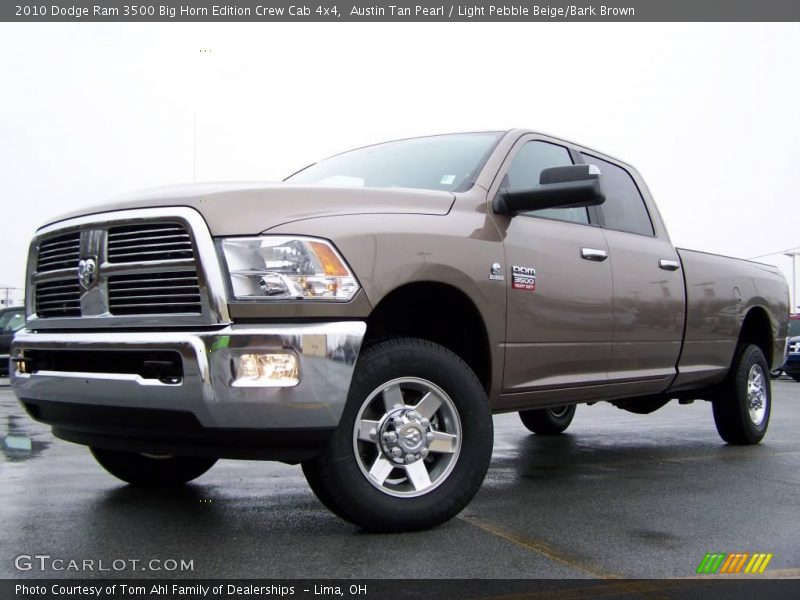 Austin Tan Pearl / Light Pebble Beige/Bark Brown 2010 Dodge Ram 3500 Big Horn Edition Crew Cab 4x4