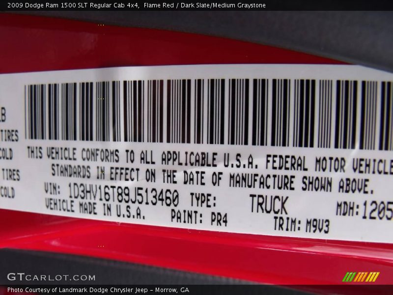 Flame Red / Dark Slate/Medium Graystone 2009 Dodge Ram 1500 SLT Regular Cab 4x4