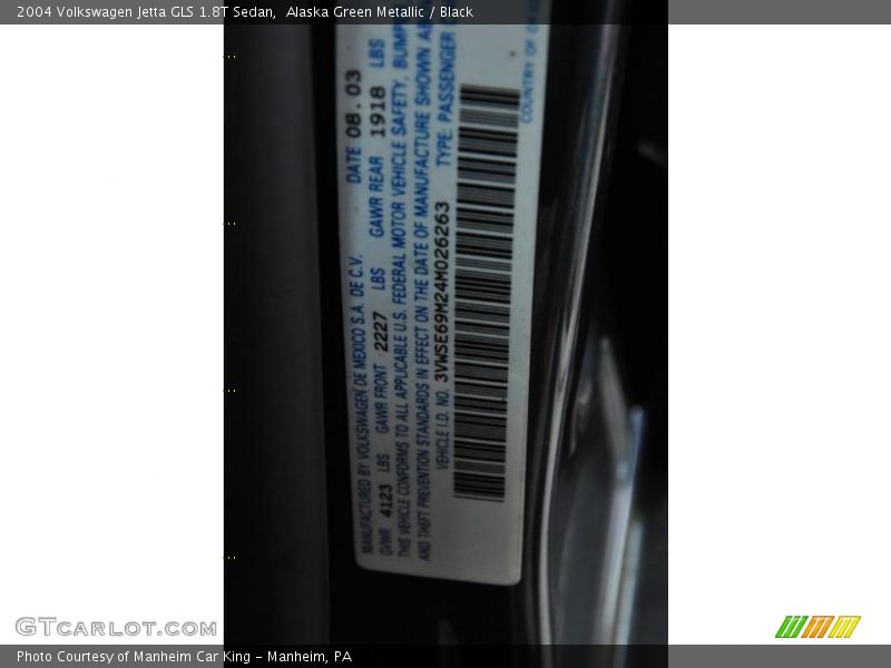 Alaska Green Metallic / Black 2004 Volkswagen Jetta GLS 1.8T Sedan