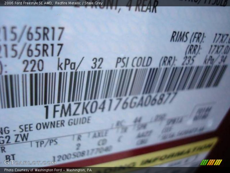 Redfire Metallic / Shale Grey 2006 Ford Freestyle SE AWD