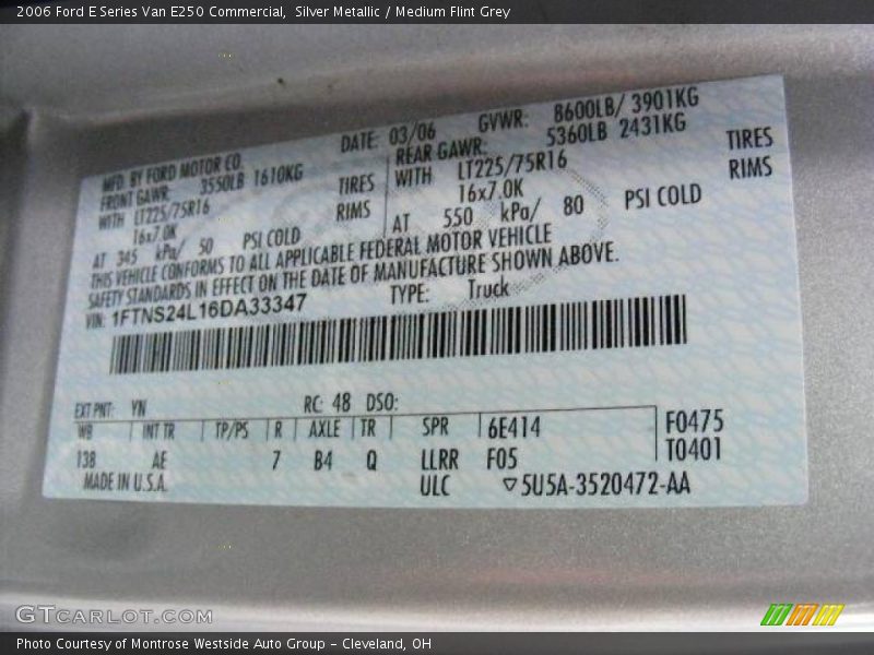 Silver Metallic / Medium Flint Grey 2006 Ford E Series Van E250 Commercial