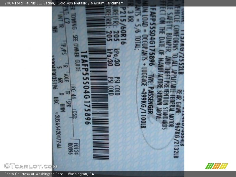 Gold Ash Metallic / Medium Parchment 2004 Ford Taurus SES Sedan
