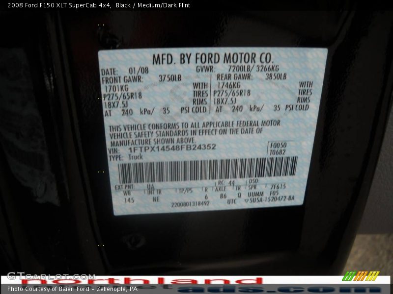 Black / Medium/Dark Flint 2008 Ford F150 XLT SuperCab 4x4