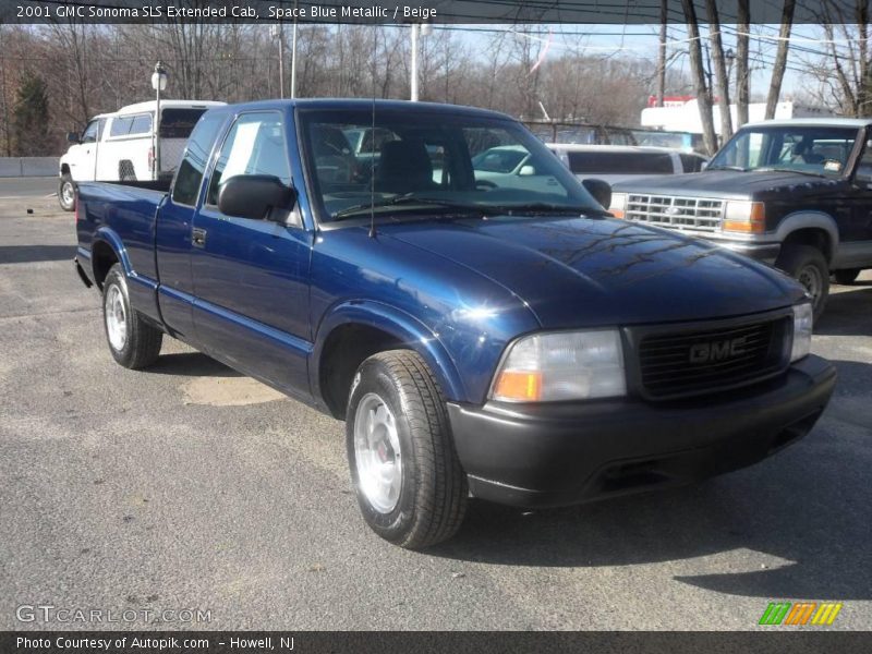 Space Blue Metallic / Beige 2001 GMC Sonoma SLS Extended Cab