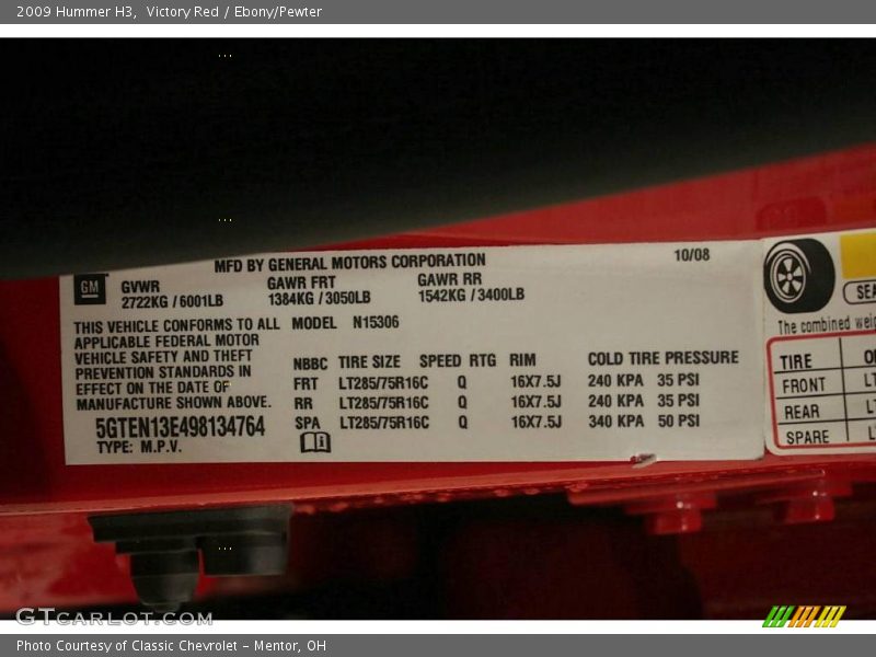 Victory Red / Ebony/Pewter 2009 Hummer H3
