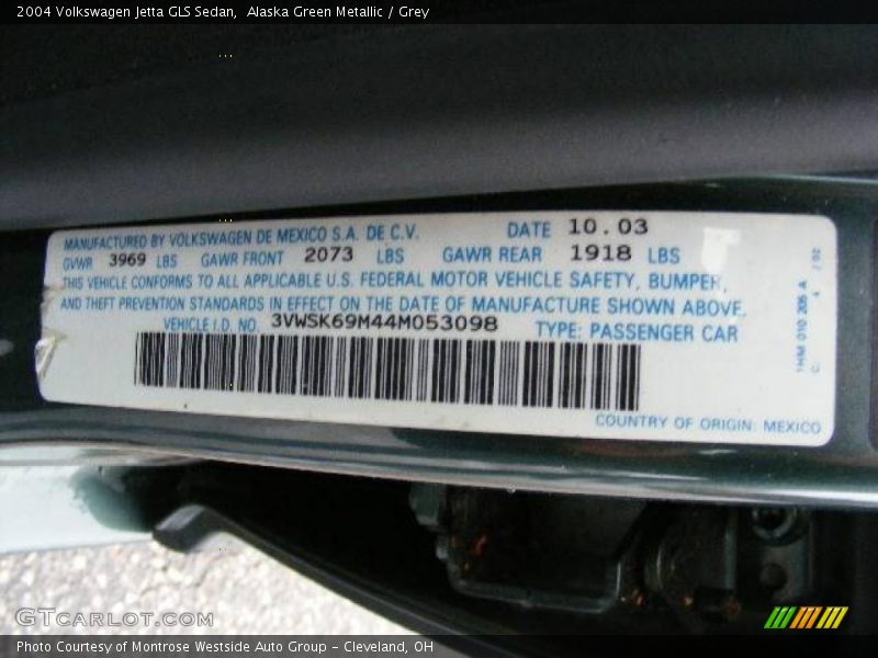 Alaska Green Metallic / Grey 2004 Volkswagen Jetta GLS Sedan