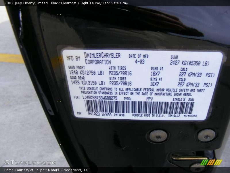 Black Clearcoat / Light Taupe/Dark Slate Gray 2003 Jeep Liberty Limited