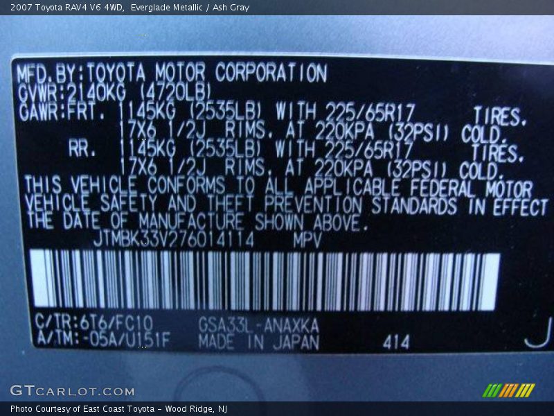 Everglade Metallic / Ash Gray 2007 Toyota RAV4 V6 4WD